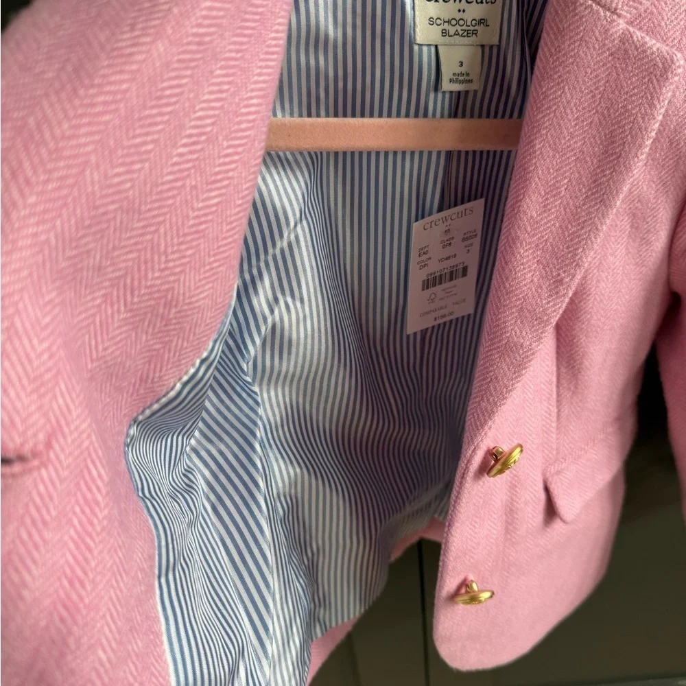 J. Crew Crewcuts Pink Herringbone Schoolgirl Blazer • NWT • size 3